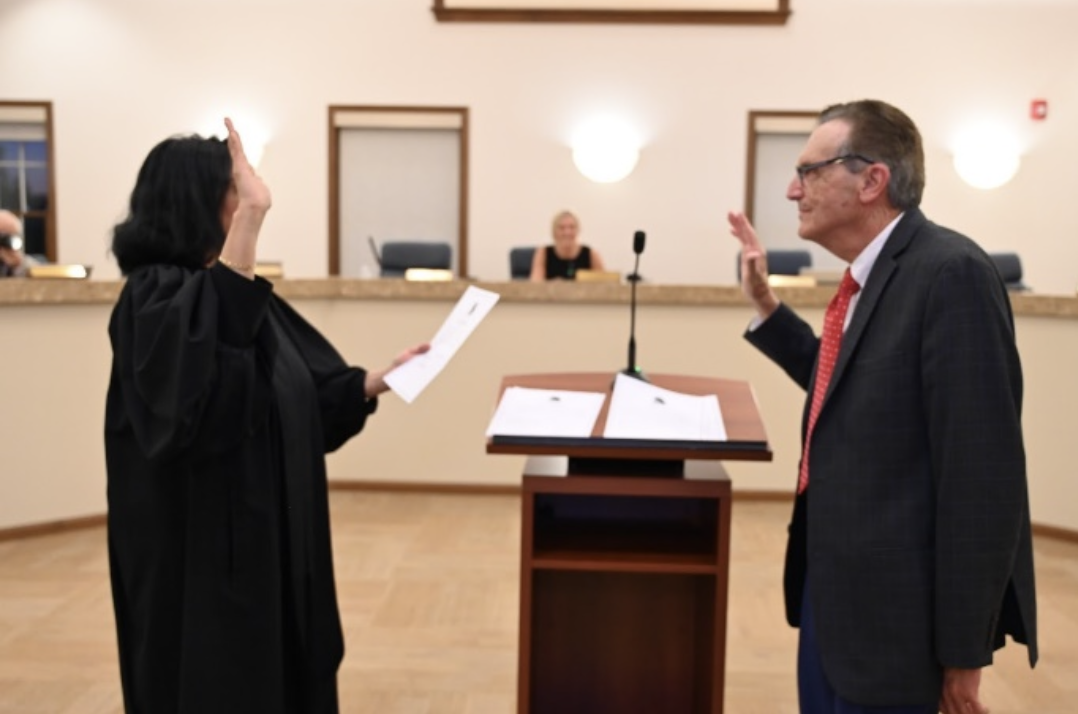 Swearing in of Trustee Abbate. Pictured: retired Honorable Judge K. Steffen and Trustee J. Abbate.